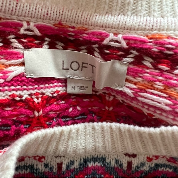 Loft Sweater Wool Fair Isle Striped Knit Fall Winter Cozy Boho Colorful Size M - Picture 2 of 5